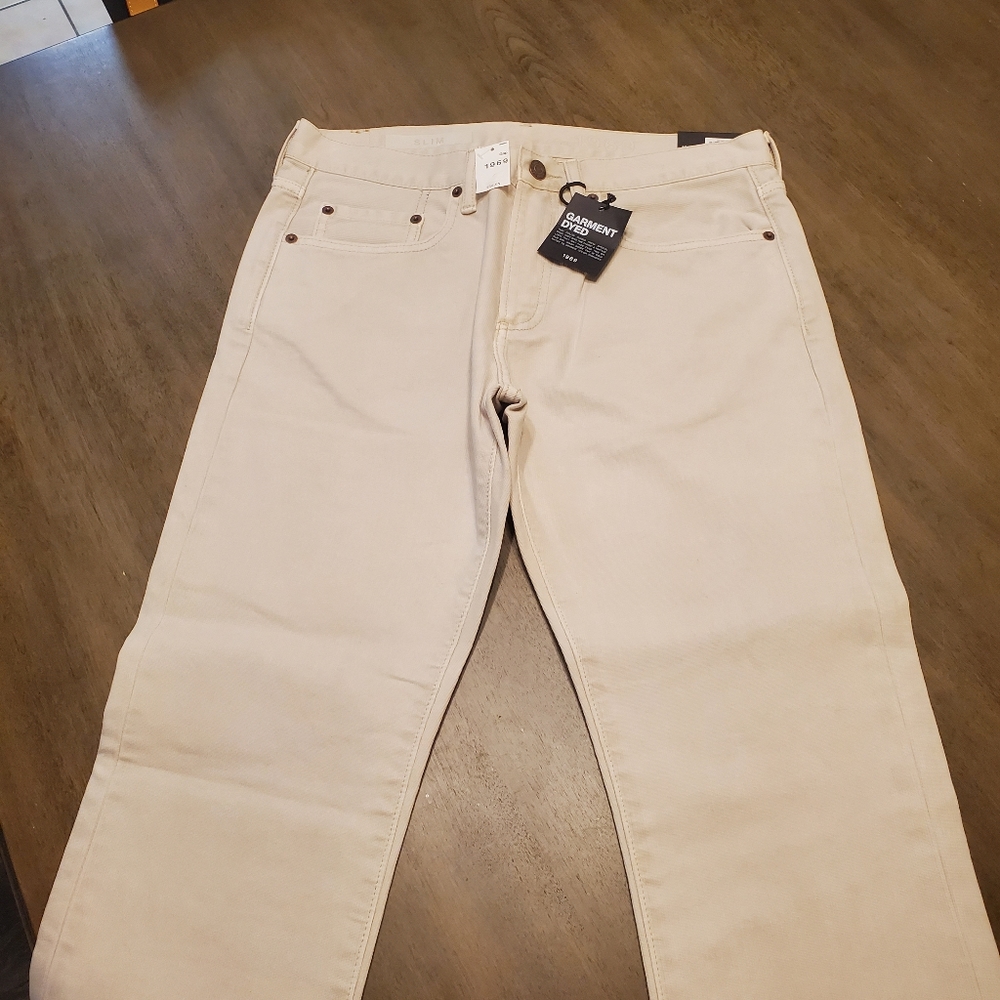 Men's Beige corduroy long pants.
